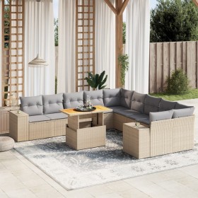 Gartensofa-Set 11-teilig mit beigen Polstern aus synthetischem Rattan von , Gartensets - Ref: Foro24-3272830, Preis: 833,70 €...