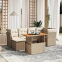 Set of 7-piece garden sofas and beige synthetic rattan cushions by , Garden sets - Ref: Foro24-3270939, Price: 598,99 €, Disc...