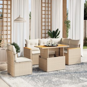 Gartensofa-Set mit 6-teiligen Kissen aus synthetischem Rattan in Beige. von , Gartensets - Ref: Foro24-3273081, Preis: 566,06...