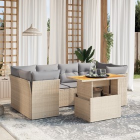 Set of 7-piece garden sofas and beige synthetic rattan cushions by , Garden sets - Ref: Foro24-3270688, Price: 513,79 €, Disc...