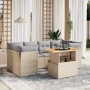 Set of 7-piece garden sofas and beige synthetic rattan cushions by , Garden sets - Ref: Foro24-3270688, Price: 505,99 €, Disc...