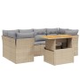 Set of 7-piece garden sofas and beige synthetic rattan cushions by , Garden sets - Ref: Foro24-3270688, Price: 513,96 €, Disc...