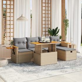 Garden sofa set with 6-piece synthetic rattan beige cushions by , Garden sets - Ref: Foro24-3276139, Price: 454,88 €, Discoun...