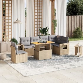 Gartensofagarnitur 7-teilig mit Kissen aus synthetischem Rattan in Beige. von , Gartensets - Ref: Foro24-3271780, Preis: 561,...