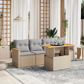 Gartensofa-Set mit 5-teiligen Kissen aus synthetischem Rattan in Beige. von , Gartensets - Ref: Foro24-3272956, Preis: 373,60...