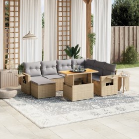 Garden sofa set with beige cushions, 8 pieces, PE rattan. by , Garden sets - Ref: Foro24-3271871, Price: 574,81 €, Discount: %