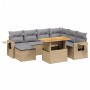 Garden sofa set with beige cushions, 8 pieces, PE rattan. by , Garden sets - Ref: Foro24-3271871, Price: 574,81 €, Discount: %