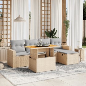 Garden sofa set with 6-piece synthetic rattan beige cushions by , Garden sets - Ref: Foro24-3275586, Price: 451,92 €, Discoun...