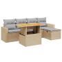 Gartensofa-Set mit 6-teiligen Kissen aus synthetischem Rattan in Beige. von , Gartensets - Ref: Foro24-3275586, Preis: 443,10...