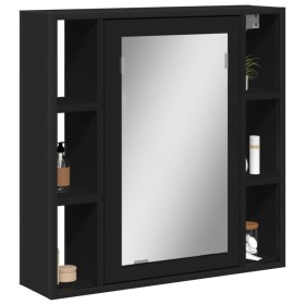 Bathroom cabinet with black engineered wood mirror 60x16x60 cm by , Dressing tables - Ref: Foro24-842426, Price: 82,05 €, Dis...