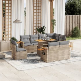 Gartensofagarnitur 9-teilig mit Kissen aus synthetischem Rattan in Beige. von , Gartensets - Ref: Foro24-3273614, Preis: 751,...