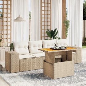 Garden sofa set with 5-piece synthetic rattan beige cushions by , Garden sets - Ref: Foro24-3272514, Price: 449,91 €, Discoun...