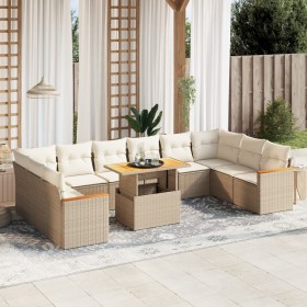 Gartensofa-Set 11-teilig mit beigen Polstern aus synthetischem Rattan von , Gartensets - Ref: Foro24-3273249, Preis: 870,27 €...