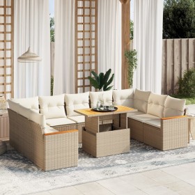 Gartensofa-Set mit 10-teiligen beigen Kissen aus synthetischem Rattan. von , Gartensets - Ref: Foro24-3273221, Preis: 810,60 ...