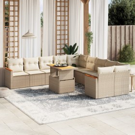 Gartensofa-Set 11-teilig mit beigen Polstern aus synthetischem Rattan von , Gartensets - Ref: Foro24-3273263, Preis: 880,00 €...