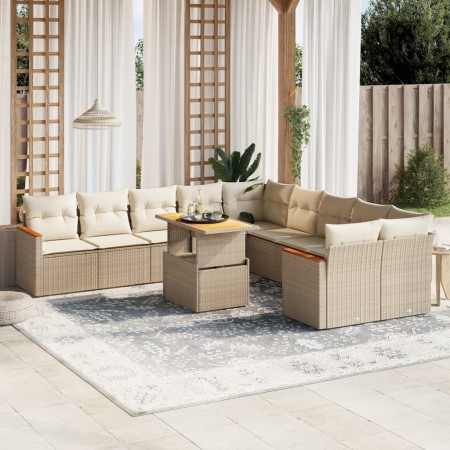 Set de sofás de jardín 11pzas con cojines ratán sintético beige de , Conjuntos de jardín - Ref: Foro24-3273263, Precio: 870,2...