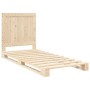 Solid pine wood bed frame with headboard 90x200 cm by , Beds and slatted bases - Ref: Foro24-3281532, Price: 125,76 €, Discou...