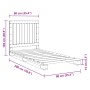 Solid pine wood bed frame with headboard 90x200 cm by , Beds and slatted bases - Ref: Foro24-3281532, Price: 125,76 €, Discou...