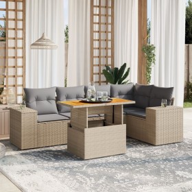 Garden sofa set with 6-piece synthetic rattan beige cushions by , Garden sets - Ref: Foro24-3272627, Price: 482,77 €, Discoun...