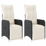 Reclining garden armchairs with 2 black synthetic rattan cushions by , Garden chairs - Ref: Foro24-365700, Price: 278,70 €, D...