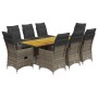 Garden dining set 9 pieces and gray synthetic rattan cushions by , Garden sets - Ref: Foro24-3276733, Price: 1,00 €, Discount: %