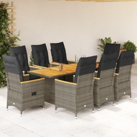 Garden dining set 9 pieces and gray synthetic rattan cushions by , Garden sets - Ref: Foro24-3276854, Price: 1,00 €, Discount: %