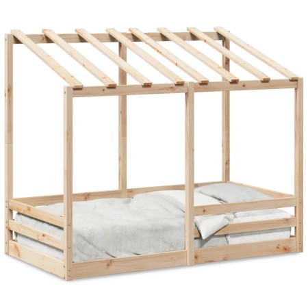 Children's bed with solid pine wood roof 80x160 cm by , Beds and slatted bases - Ref: Foro24-847012, Price: 163,23 €, Discoun...