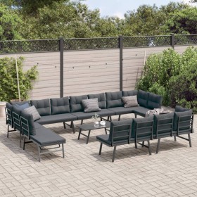 Garden bench with 9-piece cushion set, steel frame with black powder coating. by , Garden sets - Ref: Foro24-3283736, Price: ...