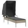 Sun loungers with canopy and table 2 units light gray synthetic rattan by , Loungers - Ref: Foro24-3261574, Price: 429,39 €, ...