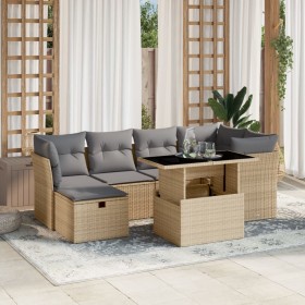 Set of 7-piece garden sofas and beige synthetic rattan cushions by , Garden sets - Ref: Foro24-3274659, Price: 507,60 €, Disc...