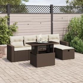 Set aus 6-teiligen Gartensofas und Kissen aus braunem Kunst-Rattan. von , Gartensets - Ref: Foro24-3274813, Preis: 431,33 €, ...