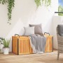 Solid acacia and steel garden cushion box 110x45x42/53 cm by , Outdoor storage boxes - Ref: Foro24-367609, Price: 153,99 €, D...