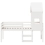 Cama alta con techo madera maciza de pino blanca 90x190 cm de , Camas y somieres - Ref: Foro24-3282017, Precio: 241,13 €, Des...