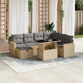 Set of garden sofas and cushions, 8 pieces, synthetic beige rattan by , Garden sets - Ref: Foro24-3274839, Price: 605,59 €, D...