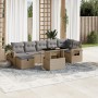 Gartensofa-Set und Kissen, 8-teilig, aus synthetischem Rattan in Beige. von , Gartensets - Ref: Foro24-3274989, Preis: 583,67...