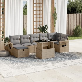 Set of garden sofas and cushions, 8 pieces, synthetic beige rattan by , Garden sets - Ref: Foro24-3274989, Price: 607,57 €, D...