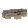 Gartensofa-Set und Kissen, 8-teilig, aus synthetischem Rattan in Beige. von , Gartensets - Ref: Foro24-3274989, Preis: 583,67...