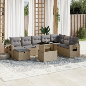 Gartensofagarnitur 9-teilig mit Kissen aus synthetischem Rattan in Beige. von , Gartensets - Ref: Foro24-3275029, Preis: 651,...