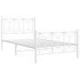 Metal bed frame with white headboard and footboard 100x190 cm by , Beds and slatted bases - Ref: Foro24-376189, Price: 89,73 ...