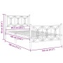 Metal bed frame with white headboard and footboard 100x190 cm by , Beds and slatted bases - Ref: Foro24-376189, Price: 89,73 ...