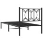 Bed frame with black metal headboard 90x200 cm by , Beds and slatted bases - Ref: Foro24-376121, Price: 73,99 €, Discount: %