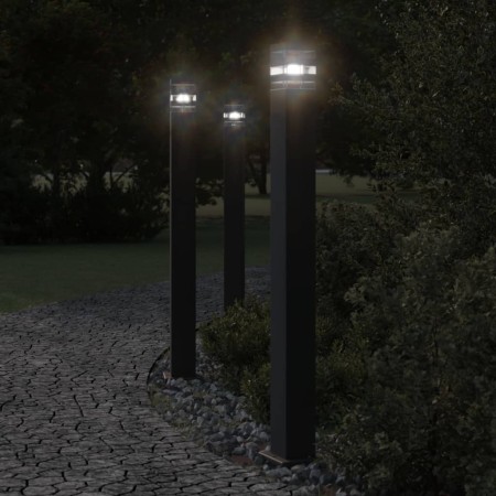 Outdoor floor lamps with sensor 3 units black aluminum 110 cm by , Outdoor lighting - Ref: Foro24-4006404, Price: 148,99 €, D...