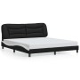 Estructura cama con LED cuero sintético negro blanco 180x200 cm de , Camas y somieres - Ref: Foro24-3214189, Precio: 241,67 €...