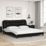 Estructura cama con LED cuero sintético negro blanco 180x200 cm de , Camas y somieres - Ref: Foro24-3214189, Precio: 241,67 €...