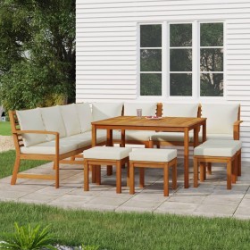 Garden dining set with cushions, 11 pieces, solid acacia wood. by , Garden sets - Ref: Foro24-3154972, Price: 945,54 €, Disco...