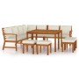 Garden dining set with cushions, 11 pieces, solid acacia wood. by , Garden sets - Ref: Foro24-3154972, Price: 962,24 €, Disco...