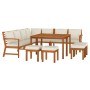 Garden dining set with cushions, 11 pieces, solid acacia wood. by , Garden sets - Ref: Foro24-3154972, Price: 962,24 €, Disco...