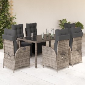 Garden dining set 7 pieces and gray synthetic rattan cushions by , Garden sets - Ref: Foro24-3213329, Price: 986,84 €, Discou...