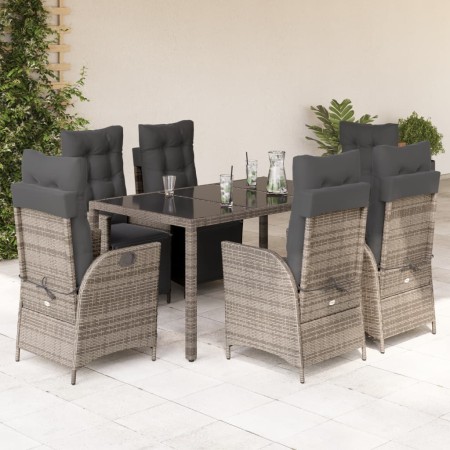 Garten-Essgruppe, 7-teilig, mit grauen Polstern aus synthetischem Rattan von , Gartensets - Ref: Foro24-3213329, Preis: 949,1...