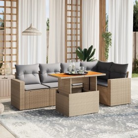 Garden sofa set with 6-piece synthetic rattan beige cushions by , Garden sets - Ref: Foro24-3271304, Price: 467,08 €, Discoun...